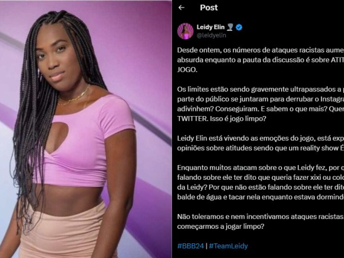 BBB 24: Instagram de Leidy Elin foi derrubado e equipe se pronuncia sobre  ataques racistas - Folha PE