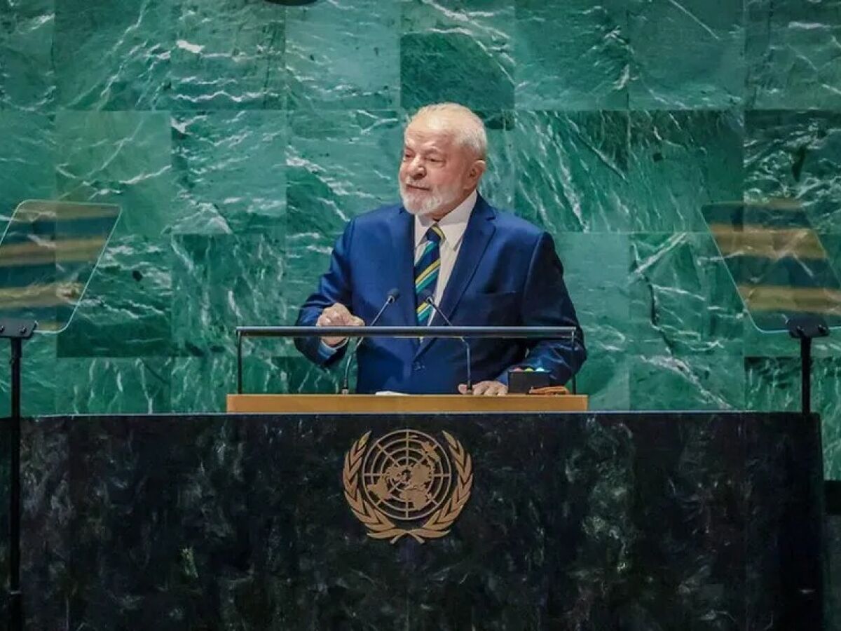 O presidente Luiz Inácio Lula da Silva em discurso na ONU, no ano passado 