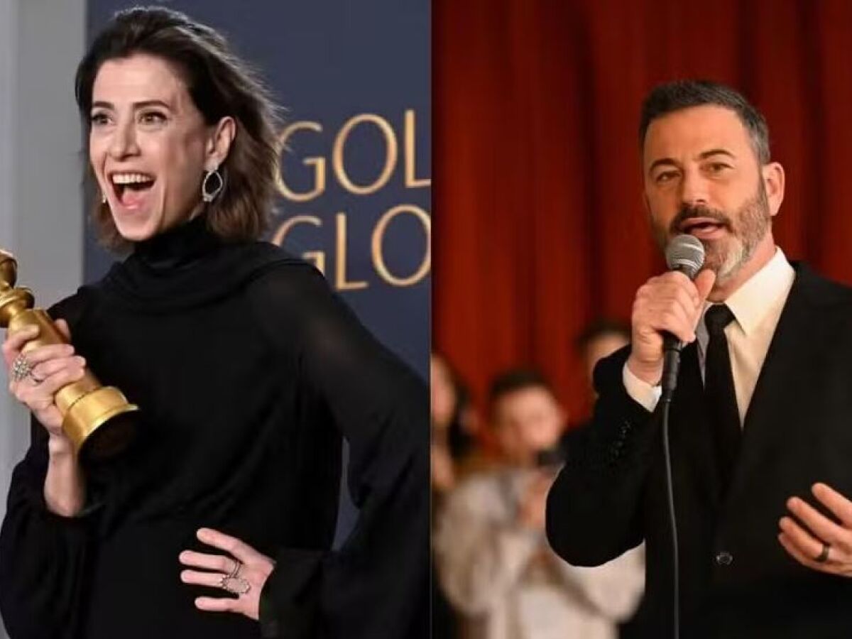 Fernanda Torres e Jimmy Kimmel 