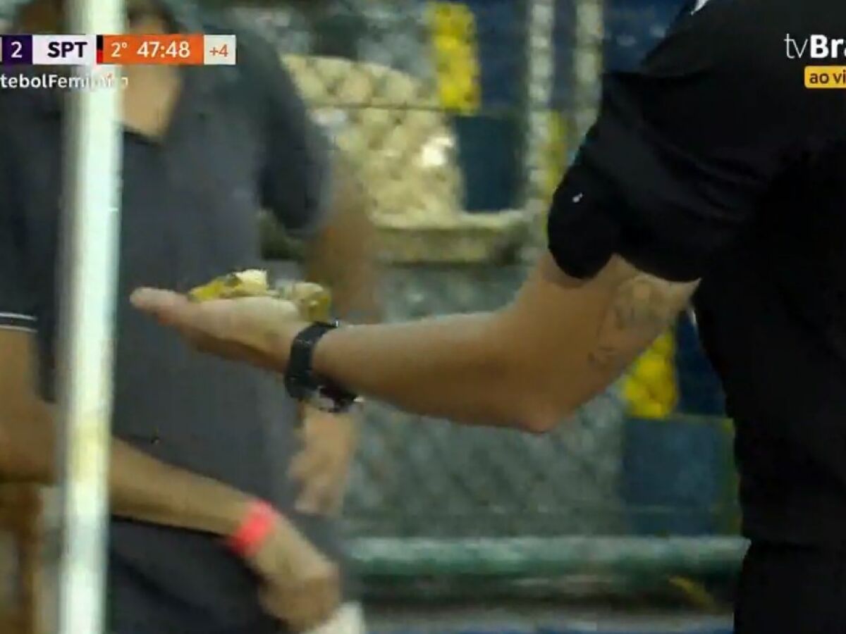 Pedaço de banana arremessado em direção ao banco do Sport