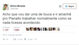 Dilma Bolada ironiza permanência de Renan na presidência do Senado