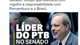 No Twitter, Armando anuncia que será líder do PTB no Senado