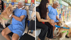 Paciente internado em hospital no Recife recebe visita do seu cão após dois meses longe do pet