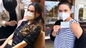 Nos EUA, Fernanda Machado é vacinada contra a Covid e recorda perda da tia