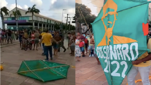 População impede que apoiadores de Bolsonaro ergam pipa em homenagem ao presidente no Recife