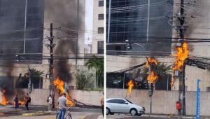 Poste pega fogo em bairro em Boa Viagem; veja vídeo