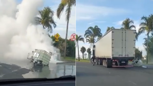 Vazamento de produto químico bloqueia pista e gera transtornos na cidade de Campinas, em SP