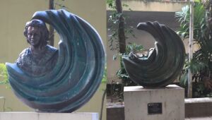 Ladrões levam busto de bronze em homenagem à ex-primeira-dama Sarah Kubitschek em praça do RJ