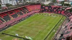 A menos de duas horas de Sport x Coritiba, gramado da Ilha apresenta desgaste