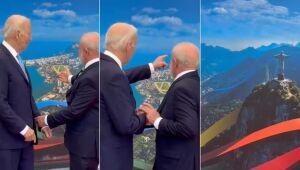 G20 no Rio: Biden se encanta com Cristo Redentor, após Lula mostrar painel com paisagem