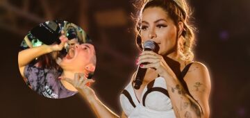 Vídeo: Do palco, Walkyria Santos dá bronca no filho ao vê-lo "virando" uísque