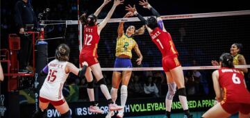 Brasil se recupera no Mundial de vôlei e vence a China em sua melhor apresentação