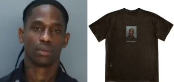 Travis Scott vende camisetas com sua foto após ser preso por desordem pública e embriaguez