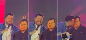 Vídeo: Bruno canta ao lado de Marrone de papelão durante show na Bahia