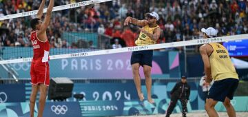 André e George largam com boa vitória sobre dupla marroquina no vôlei de praia em Paris-2024