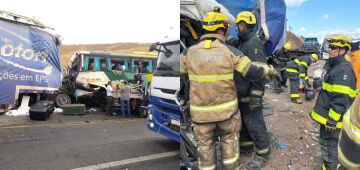 Colisão entre carreta e ônibus que saiu do Recife em direção a BH deixa três mortos e feridos em MG