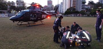 Menina de 11 anos atingida por coluna de concreto em São Lourenço é socorrida de helicóptero ao HR