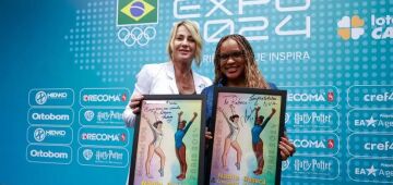 Rebeca Andrade e Nadia Comaneci se encontram em painel histórico da COB Expo