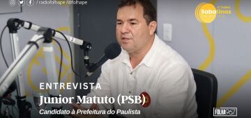 Assista ao vivo, agora, à sabatina com o candidato à Prefeitura de Paulista Júnior Matuto (PSB)