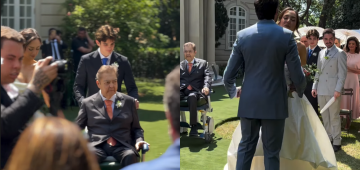 De cadeira de rodas, Faustão leva a filha até o altar, na residência da família em São Paulo; veja