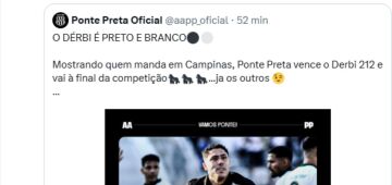 Após acesso, Náutico faz postagem agradecendo à Ponte Preta e provocando o Guarani