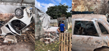 Motorista perde controle, veículo capota e invade galpão, em Campo Grande, Zona Norte do Recife