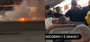 Passageiros são retirados às pressas de avião após esteira de bagagens pegar fogo em Guarulhos