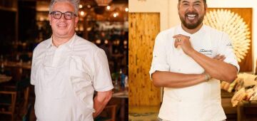 Chef Fernando Pavan, do Nannai, recebe Auricélio Romão, do Cacimba, em Fernando de Noronha