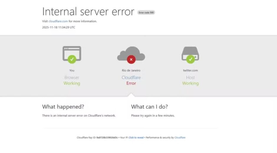 Cloudflare tem instabilidade e derruba ChatGPT, X, Canva e outros sites
