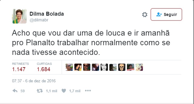 Dilma Bolada volta a ironizar nas redes sociais