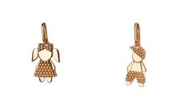 Pingentes Menina e Menino, que compõem a coleção "Eternidade" em homenagem as Mães