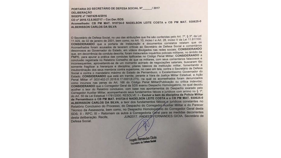 Portaria assinada pelo secretário Angelo Gioia