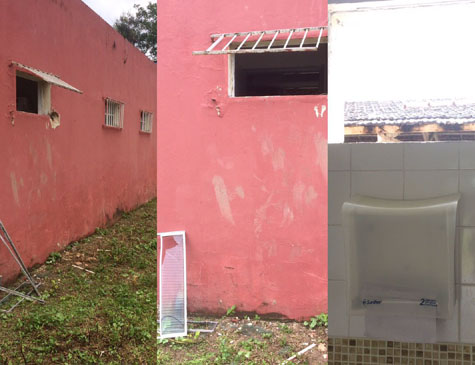 Arrombamento da janela do banheiro do Centro Elohim