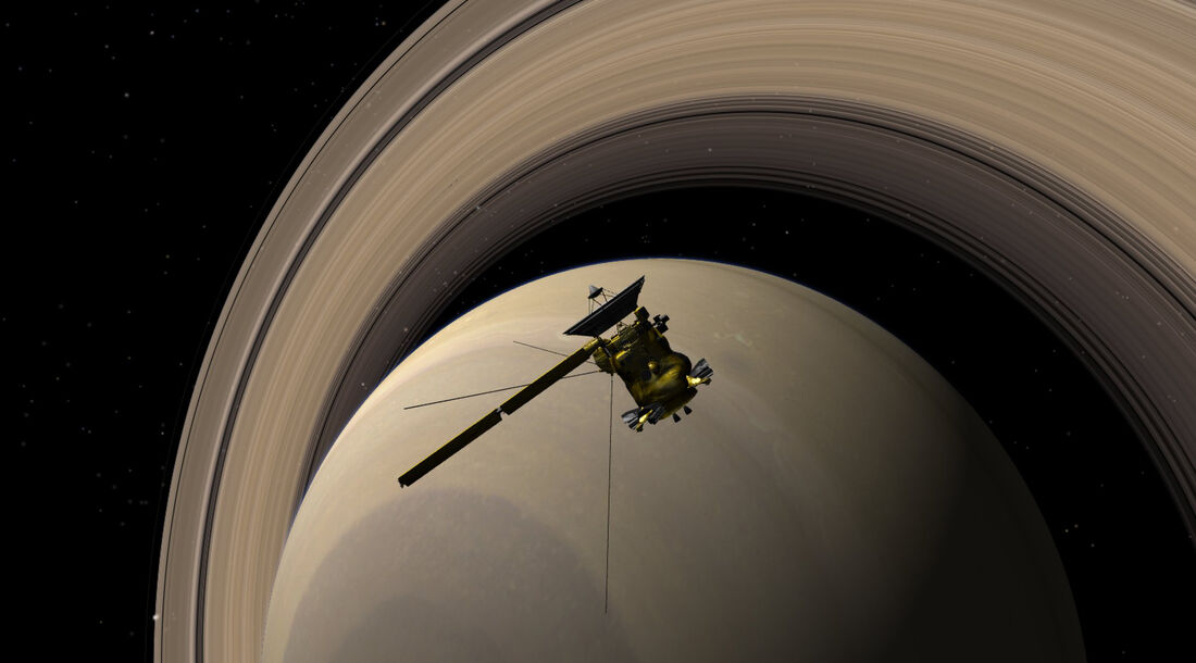 Sonda Cassini na órbita de Saturno