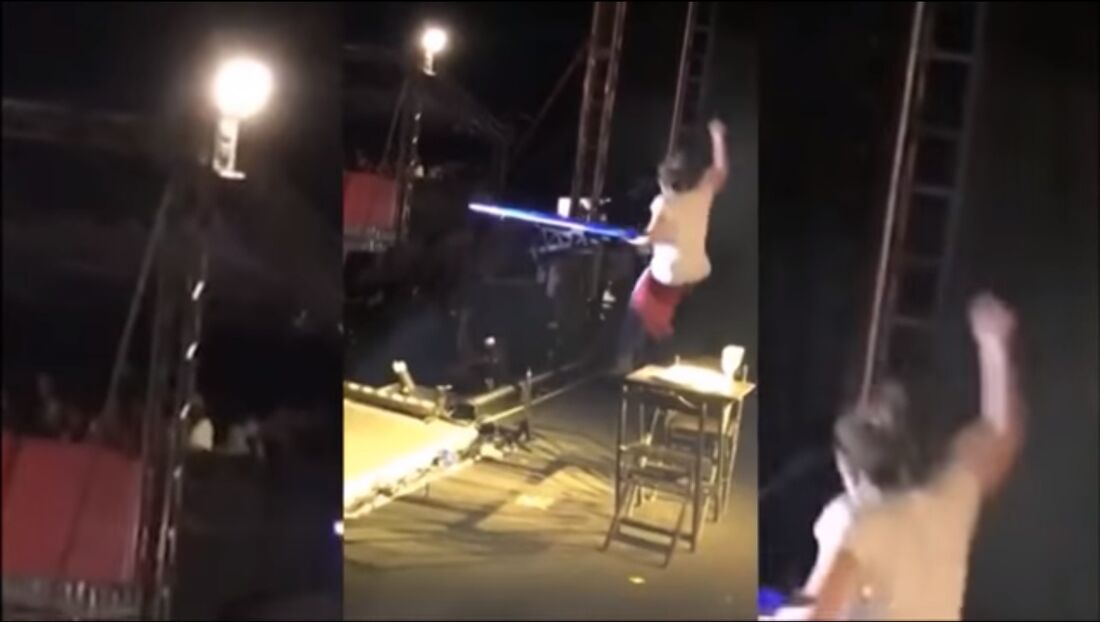 Momento da queda de Luan Santana