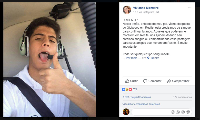 Irmã de Miguel pediu doações nas redes sociais