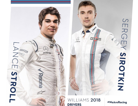Nova dupla de pilotos da Williams para a temporada 2018