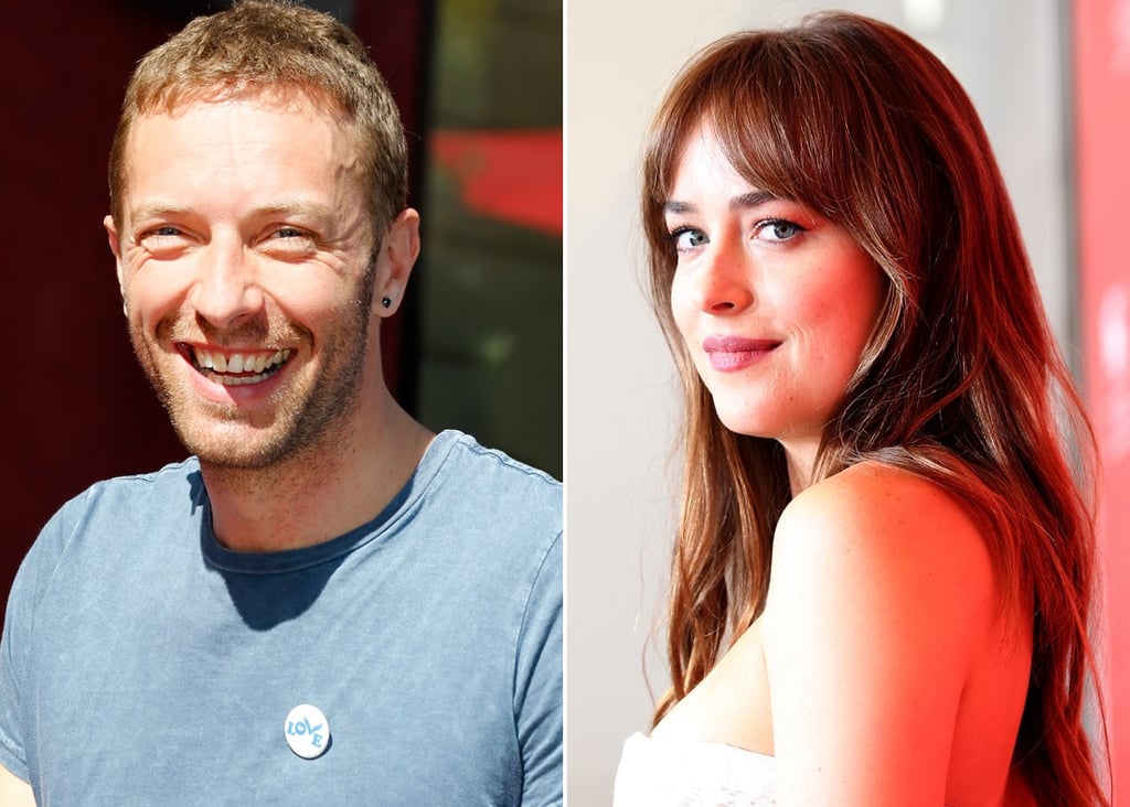 Dakota Johnson (dir) e Chris Martin (esq)