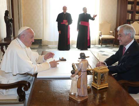 Audiência privada entre o papa Francisco e o presidente do Chile, Sebastian Pinera, no Vaticano