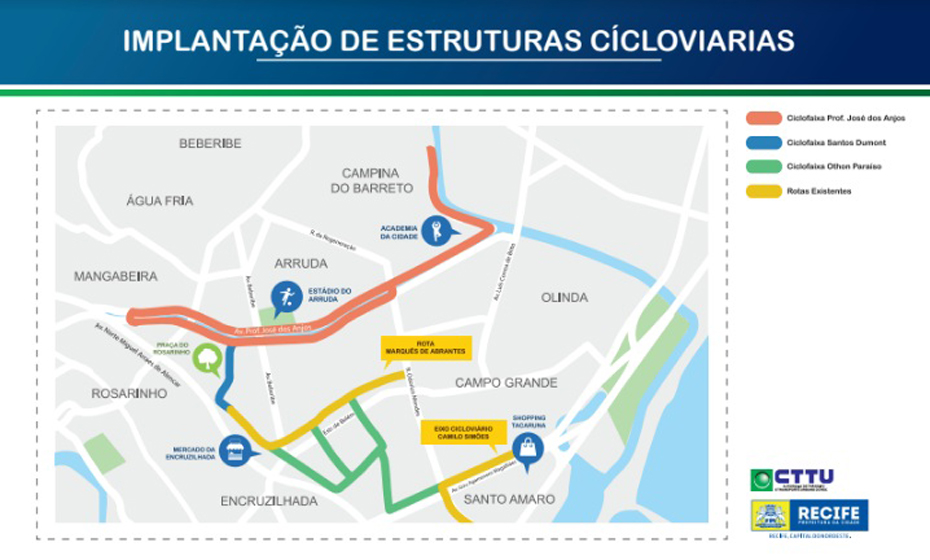 Novas rotas da ciclofaixa no Recife