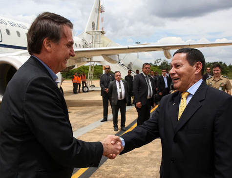 Presidente Jair Bolsonaro e o vice-presidente, Hamilton Mourão