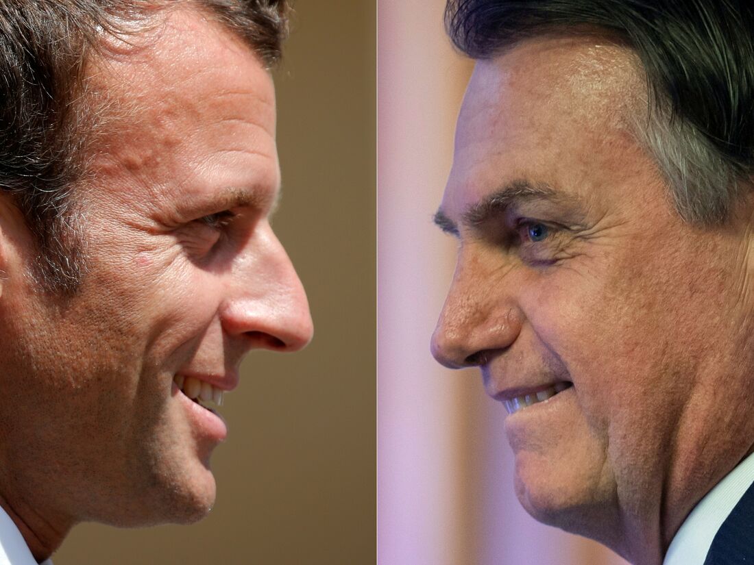 Presidente francês, Emmanuel Macron e Jair Bolsonaro