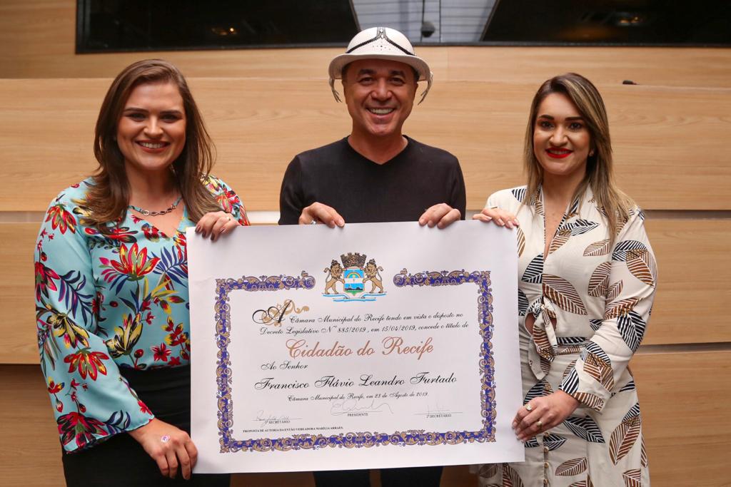 No discurso de agradecimento, Flávio Leandro afirmou que estava muito feliz com a homenagem