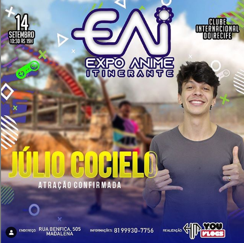 Julio Cocielo será uma das atrações da Expo Anime Itinerante