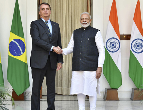 Presidente Jair Bolsonaro com o primeiro-ministro indiano, Narendra Modi