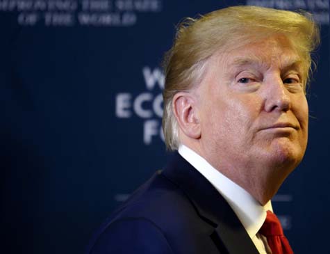 Presidente dos Estados Unidos, Donald Trump, em discurso no Fórum Econômico Mundial de Davos 2020. 