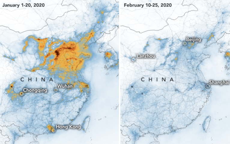 Medidas de isolamento tomadas pela China contra o novo coronavírus diminuíram maciçamente a poluição do ar