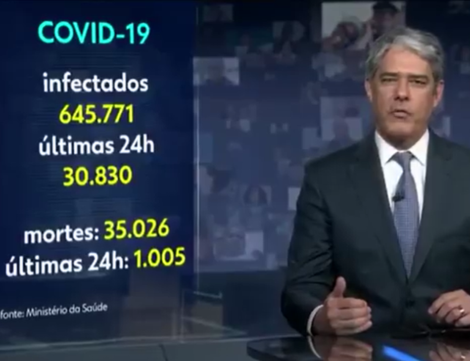 William Bonner anuncia os números em plantão da Globo