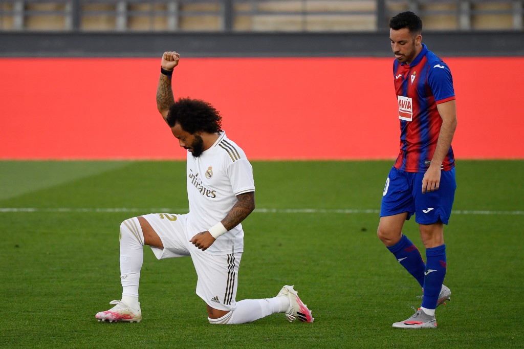 Marcelo celebra gol sobre o Eibar pelo Campeonato Espanhol