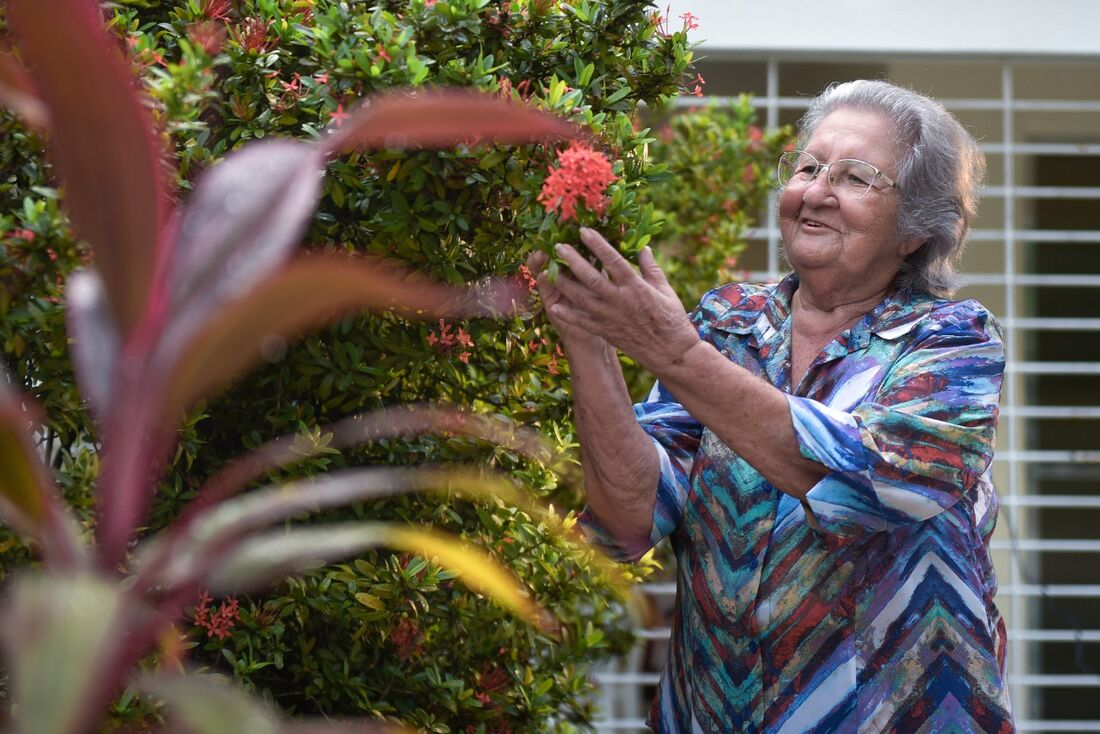 Sem poder sair, Maria da Guia agora tem dedicado tempo ao jardim e as suas plantas